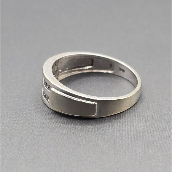 10k White Gold Diamond Channel Set Band Ring Size 10.25 NDI Signed Natural 4.05g - Picture 5 of 14